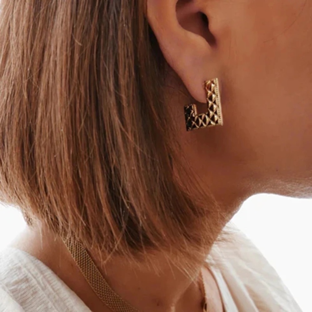 18k Gold Plated Square Hoop Earrings
